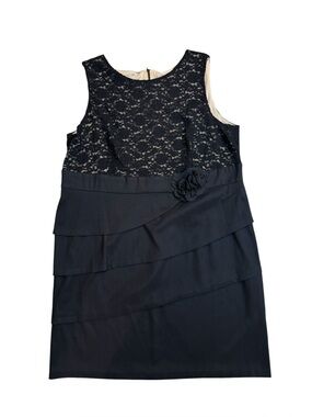 Connected Women’s Black Lace Overlay Cocktail Dress Size 24W Knee Length